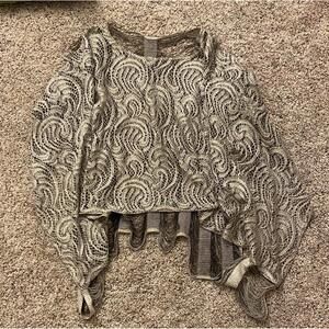 Joseph Ribkoff Shawl Like Top Women’s S/m Elegant Black And Silver